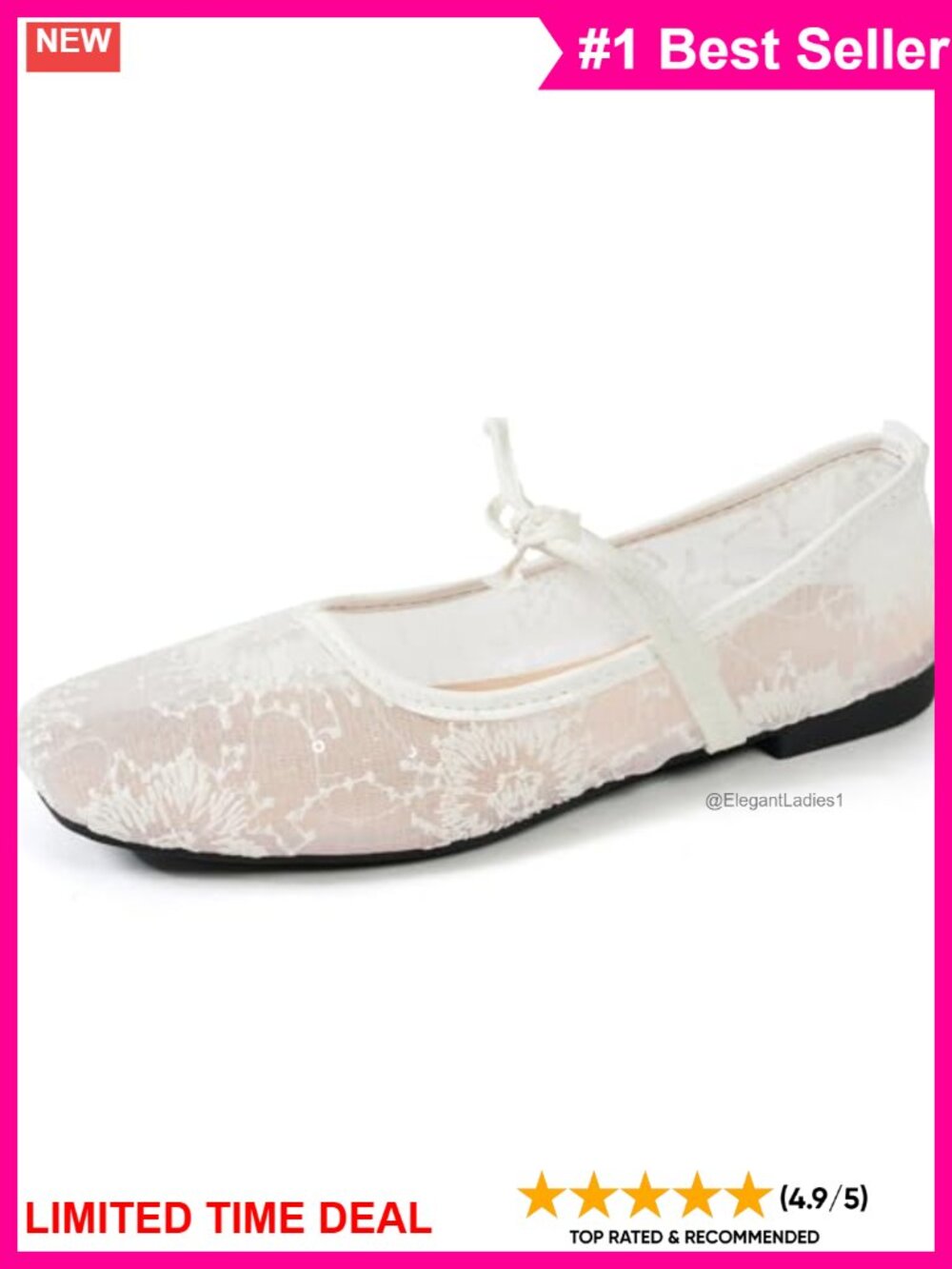 Lace Mesh Embroidery Ballet Flats Square Toe Slip On Casual Dress Shoes
